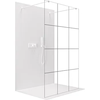 Cerano Sprchová zástěna Walk-in Onyx Duo L/P, 8 mm, hranatá vzpěra, bílá matná, industriální sklo, 150x200 cm, CER-8050BD1836