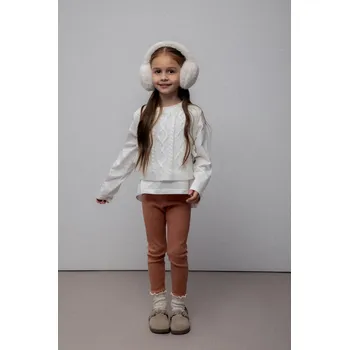 Dětské legíny Coccodrillo béžová barva, WINTER COSY GRIL KIDS ZC5122101WGK 02X, vel. 122