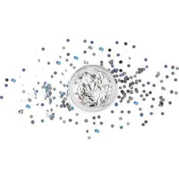 Karnevalový doplněk PartyDeco Make-up třpytky na obličej stříbrné holografické, 3 g