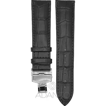 Řemínek na hodinky Kožený řemínek na hodinky s motýlovou sponou 22 mm černý