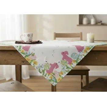 Velikonoční vzorovaný ubrus na stůl 3D BUNNY IV. 85x85 cm Mybesthome 3D aplikace