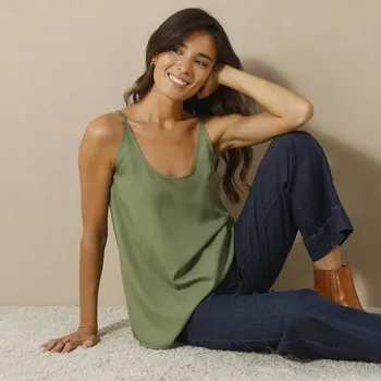 Vzdušný top z recyklovaného polyesteru khaki 36