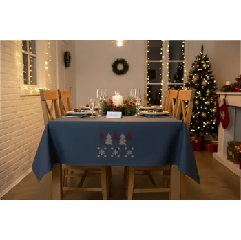 ubrus Vánoční ubrus na stůl CHRISTMAS GLAM šedá vzor stromeček 110x160 cm
