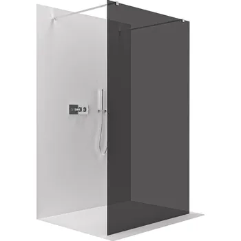 Cerano Sprchová zástěna Walk-in Onyx Duo L/P, 8 mm, hranatá vzpěra, chrom, grafitové sklo, 140x200 cm, CER-8050BD1759