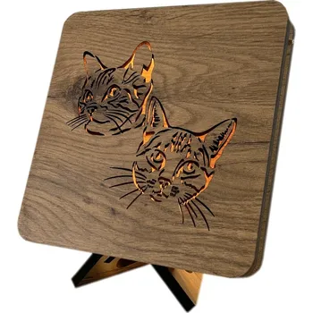 Lampička Li-Go "Kočky" lampa 19x19cm provedení povrchu: dub