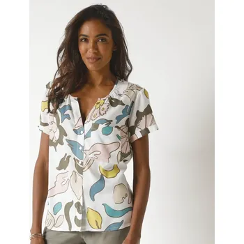 Dámská halenka Halenka s krátkými rukávy, s maxi potiskem bílá/růžová 44