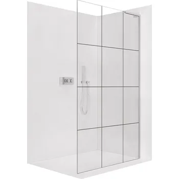 Cerano Sprchová zástěna Walk-in Onyx L-pravá vzpěra, 8 mm, chrom, industriální sklo, 90x200 cm, CER-8050BD1337