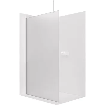 Cerano Sprchová zástěna Walk-in Onyx Top Round L/P, 8 mm, kulatá vzpěra, bílá matná, mléčné sklo, 150x200 cm, CER-8050BD1514