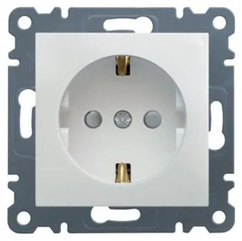 Elektrická zásuvka Zásuvka schuko s clonkami, bílá lesk HAGER WL1060