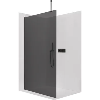 Cerano Sprchová zástěna Walk-in Onyx Top Cube L/P, 8 mm, hranatá vzpěra, černá matná, grafitové sklo, 160x200 cm, CER-8050BD6993