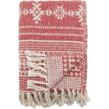 přikrývka Bloomingville Pléd OIA, recyklovaná bavlna, červená