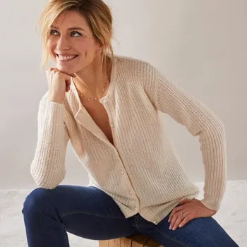 Dámský svetr Propínací svetr s perleťovými knoflíčky režná 38/40