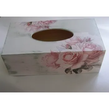 Krabice na papírové kapesníky - Růžová růže v zelené