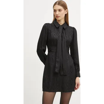 Dámské šaty Šaty s příměsí hedvábí MICHAEL Michael Kors černá barva, mini, MF482JFF03 99X, vel. 36