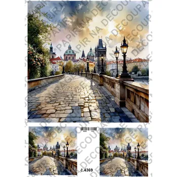 Umělecký papír Rýžový a soft papír na decoupage - Praha - KB4369 Materiál: Rýžový papír, Rozměr: A4