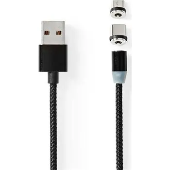 Datový kabel Nedis CCGB60630BK20 - USB 2.0 kabel | USB Micro-B Zástrčka / USB-C™ Zástrčka | 10 W | 2.00 m | Kulatý | Černá