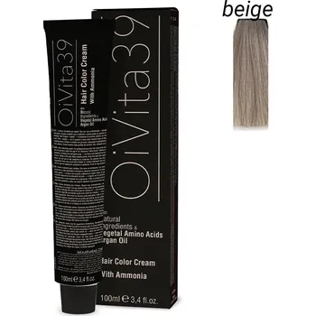 Barva na vlasy OiVita 39 Hair Color Cream with Ammonia Toner Beige - Profesionální krémová barva na vlasy s amoniakem Toner Beige 100 ml