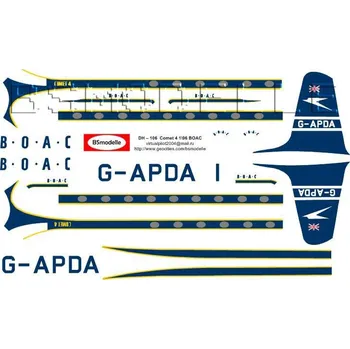 Plastikový model Obtisky DH-106 Comet 4 BOAC - BSmodelle BSM100058
