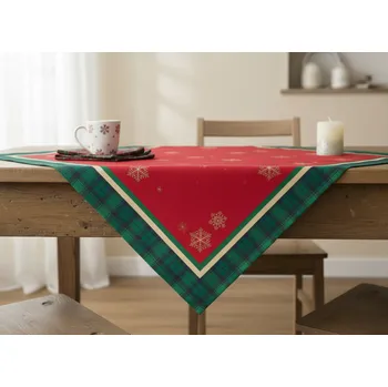 ubrus Vánoční ubrus na stůl STARS zelená/červená 85x85 cm Mybesthome