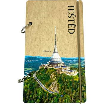 Zápisník art-wood.cz Dřevěný zápisník - KRKONOŠE - JEŠTĚD