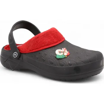 Dámské žabky SAMLUX® Dámské clogsy s kožíškem černé/červené 9968 Barva: Black, Velikost: 37