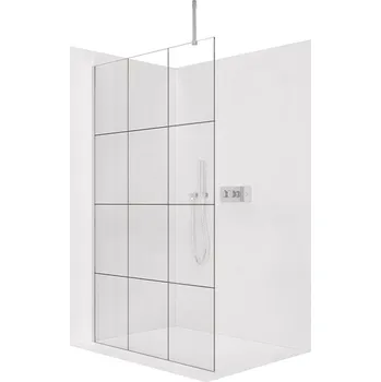 Cerano Sprchová zástěna Walk-in Onyx Top Cube L/P, 8 mm, hranatá vzpěra, chrom, industriální sklo, 120x200 cm, CER-8050BD7057