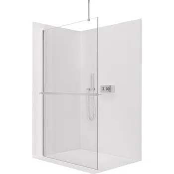 Cerano Sprchová zástěna Walk-in Onyx Top Round L/P, 10 mm, kulatá vzpěra + polička/držák na ručníky, chrom, transparentní sklo, 140x200 cm, CER-8050BD785925