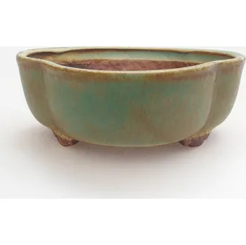 Květináč Keramická bonsai miska 13 x 12,5 x 5 cm zelená 160959