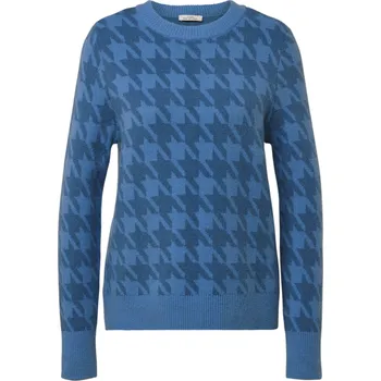 Dámský svetr 716816 - Tchibo - Pletený svetr s žakárovým vzorem kohoutí stopy - pro ženy - vel. L 44/46 - barva: modrá/žakár