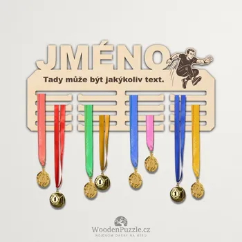 věšák na medaile WoodenPuzzle.cz Věšák na medaile - parkour - muž Velikost: 30 cm