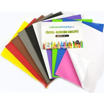Pěnovka A4 barevná samolepicí, tl. ca 2mm - 10 ks, mix barev
