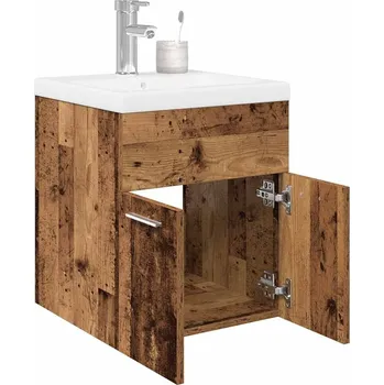 Koupelnový nábytek Umyvadlová skříňka s vestavěným umyvadlem a baterie staré dřevo Hnědá3328905