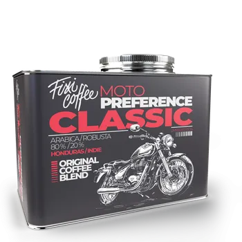 Káva Fixi Coffee Motokafe – Classic – kávová směs zrnková / stylový plechový kanystr / 500 g