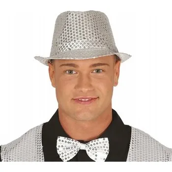 Klobouk Gangsterský klobouk s flitry, stříbrný