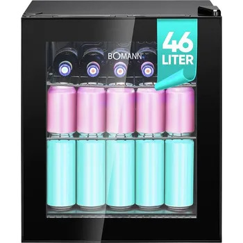 Chlazení Bomann KSG 7291 schwarz skleněná chladnička Energetická třída (EEK2021): E (A - G) 46 l stojící spotřebič černá