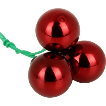 Vánoční dekorace SKLENĚNÉ VÁNOČNÍ BAŇKY VÁNOČNÍ KOULE S DRÁTKEM 2cm 3ks Bordó Lesklé