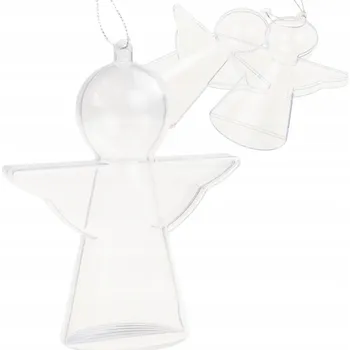 Obraz VÁNOČNÍ KOULE AKRYLOVÁ ANDĚL SKLÁDACÍ PŘÍVĚSEK PLAST DECOUPAGE PRŮHLEDNÝ