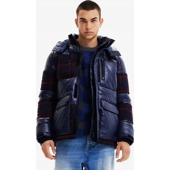 DESIGUAL TMAVĚ MODRÁ PROŠÍVANÁ BUNDA KAPUCE (S)