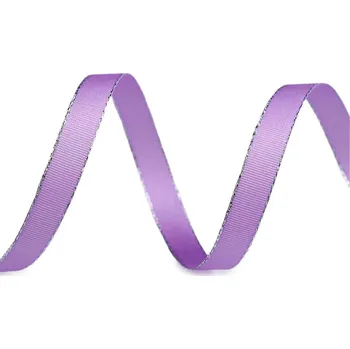 Stuha taftová šíře 9 mm s lurexem, barva 503 fialová lila stříbrná