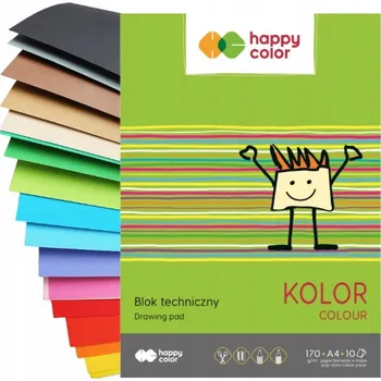 Školní TECHNICKÝ BLOK pro ŽÁKA Barevný A4 170g 10 Listů Happy Color