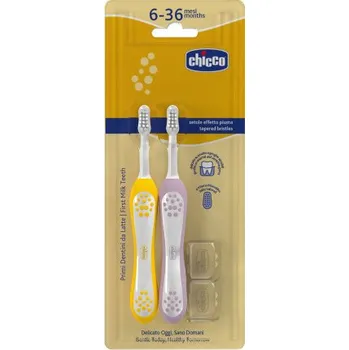 Zubní kartáček CHICCO Set zubních kartáčků pro děti Lilac-Mustard 6-36m, 2ks