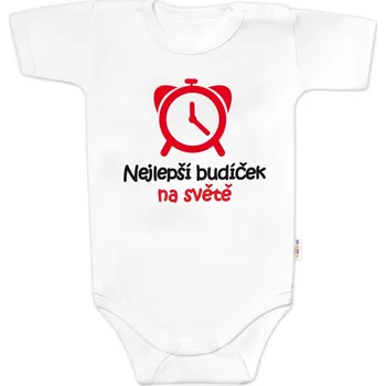Kojenecký body Baby Nellys Body krátký rukáv Nejlepší budíček na světě, Baby Nellys, bílé Velikost: 56 (1-2m)