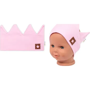 Kojenecký body Baby Nellys Dvouvrstvá čelenka, Hand Made, bavlna, Korunka STAR - sv. růžová, 80/98 Velikost: 80-98 (9-36m)
