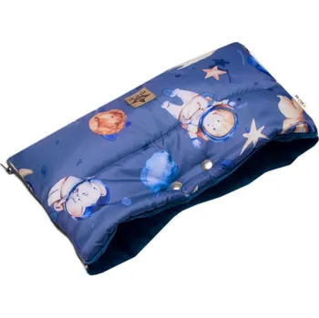 Rukávník Baby Nellys Rukávník ke kočárku PREMIUM Kosmos, šedo/modrý