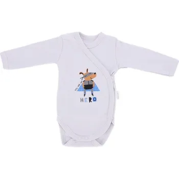 Kojenecký body Mamatti Kojenecké body, dlouhý rukáv Mamatti, zap. bokem, Hero, šedé Velikost: 62 (2-3m)