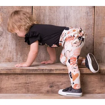 Dívčí legíny G-baby Bavlněné legíny s volánkem, Kiss - smetanové Velikost: 68 (3-6m)