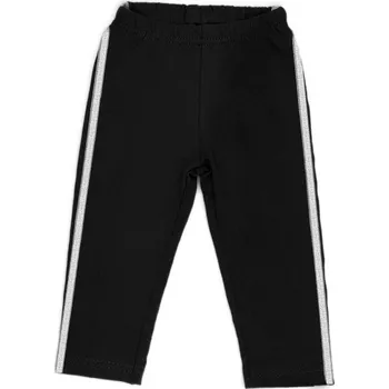 Mamatti Bavlněné legíny, tepláčky s ozdobným bočním stříbrným páskem Bow - černé Velikost: 104 (3-4r)