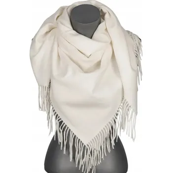 Šála Dámská bavlněná šála jednobarevná s třásněmi FGC-9 Bílá