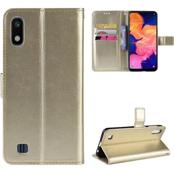 Pouzdro na mobilní telefon Crazy PU kožené peněženkové pouzdro na mobil Samsung Galaxy A10 - zlaté