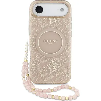 Náhradní kryt pro mobilní telefon Guess IML Flowers Allover Strap MagSafe zadní kryt pro iPhone 17 Air Pink